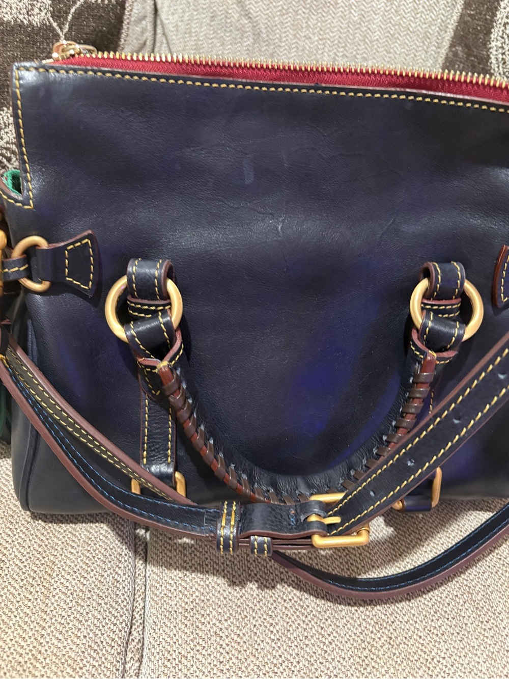 Dooney & Bourke Florentine Mini Satchel Navy Leather - Picture 4 of 13
